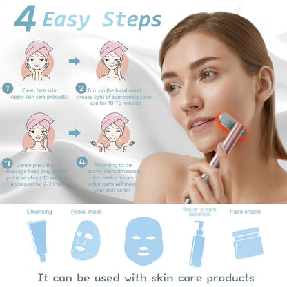 Vibrating Electric Facial & Neck Massager with 90° Rotating Head & Type-C Charging Cable